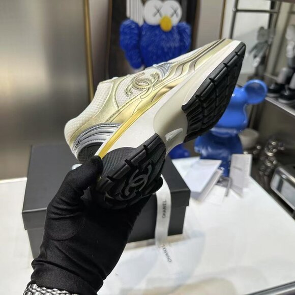 Chanel Women's Cream and Gold Sneakers - Picture 8 of 8